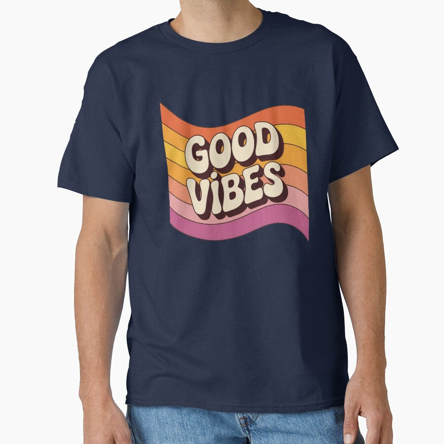 Good Vibes Retro 70s Vintage Aesthetic Typography - Adult & Kids T-Shirts, Sweatshirts & Hoodies apparel design preview 1