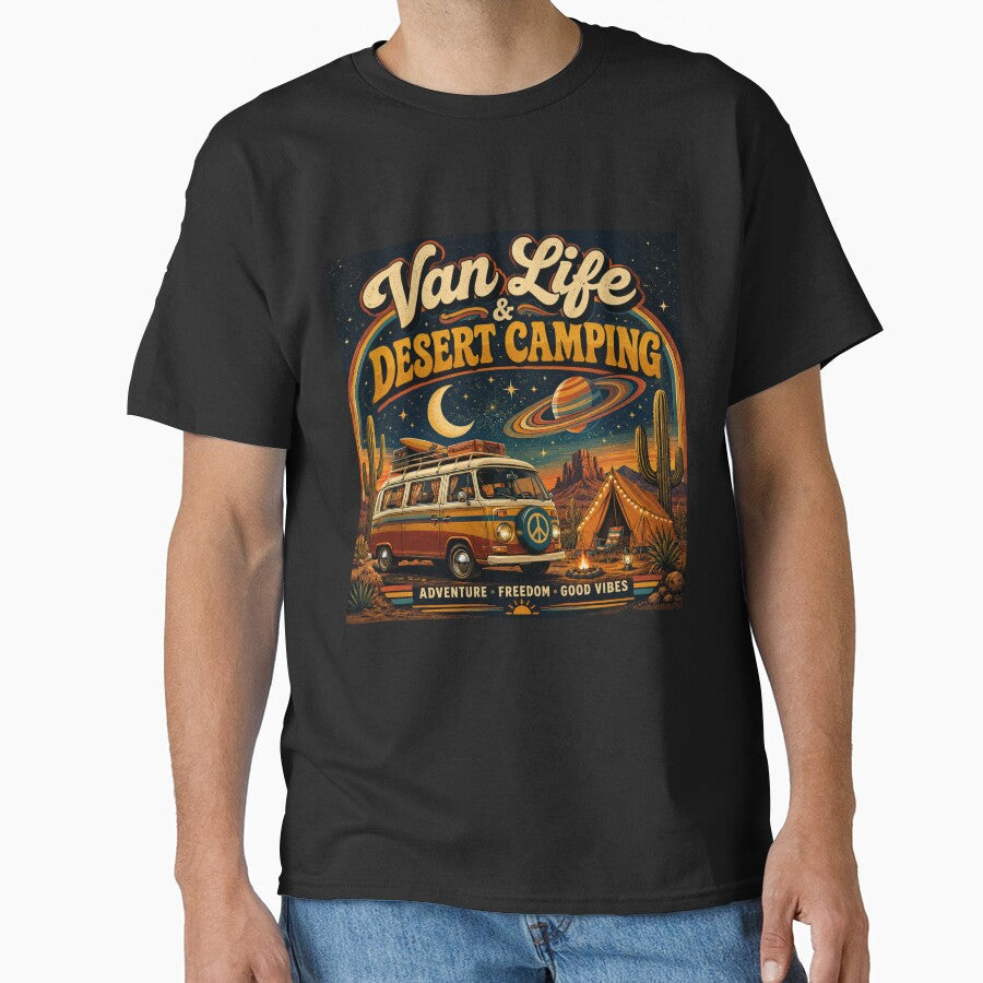 Van Life Desert Camping Retro 70s Stargazing - Adult & Kids T-Shirts, Sweatshirts & Hoodies apparel design preview 1