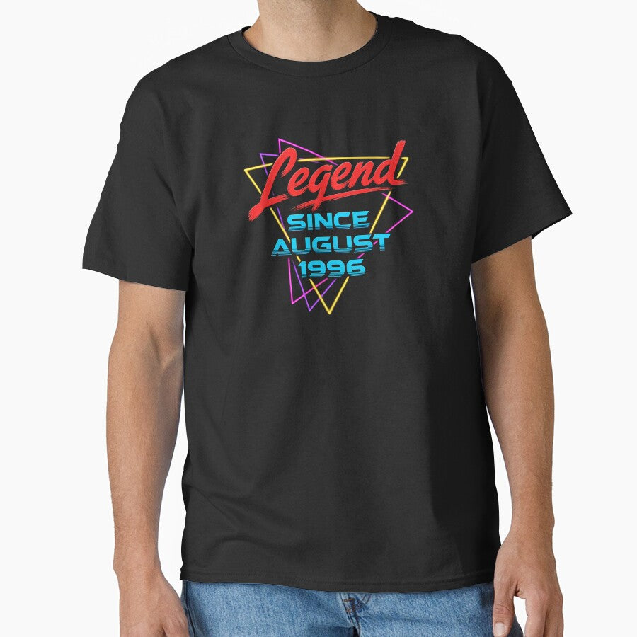 Legend Since August 1996 Retro Neon Style Birthday - Adult & Kids T-Shirts, Sweatshirts & Hoodies apparel design preview 1