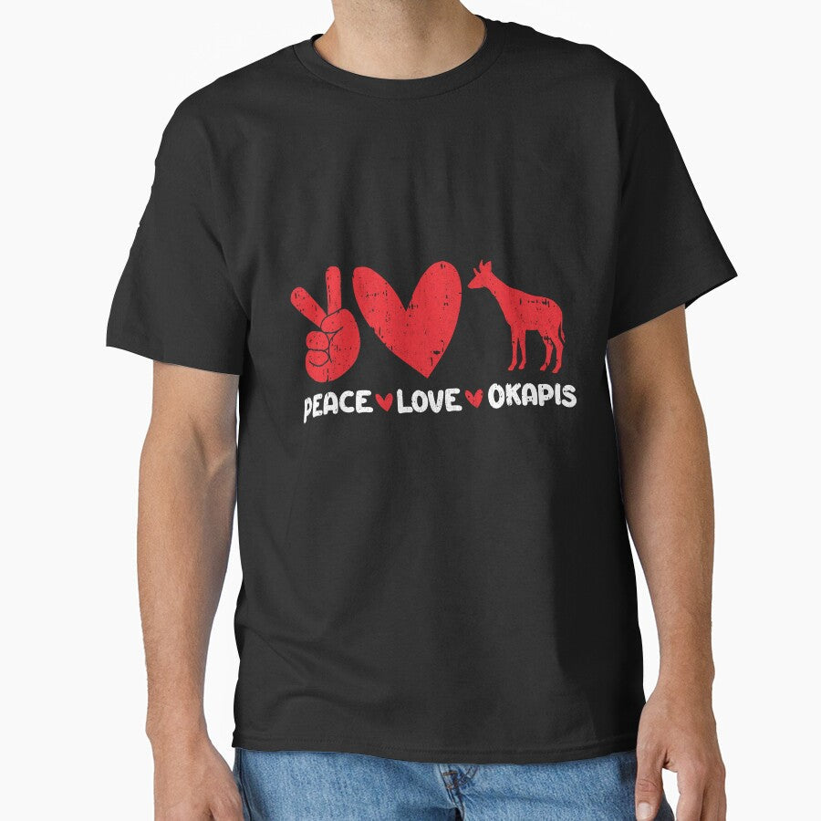 Peace Love Okapis Animals lover by GabbyKash - Adult & Kids T-Shirts, Sweatshirts & Hoodies apparel design preview 1