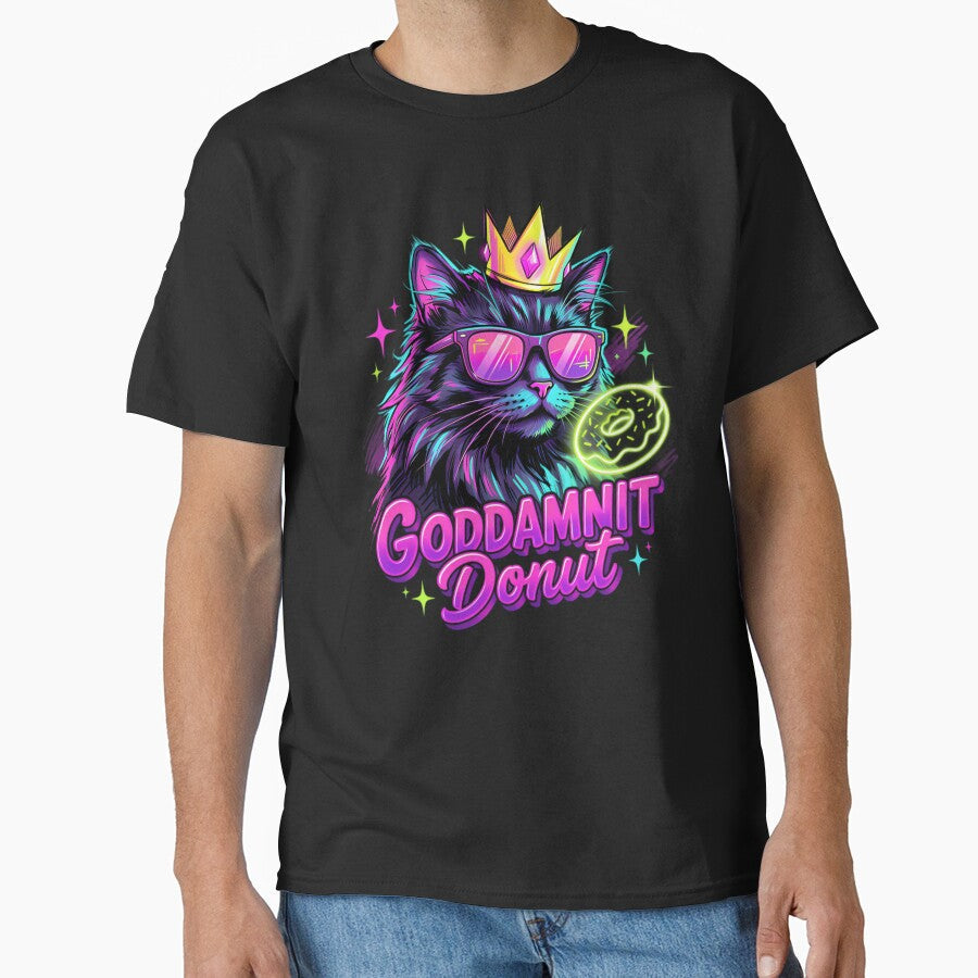 Goddamnit Donut Neon Cat King Funny Lover by - Adult & Kids T-Shirts, Sweatshirts & Hoodies apparel design preview 1