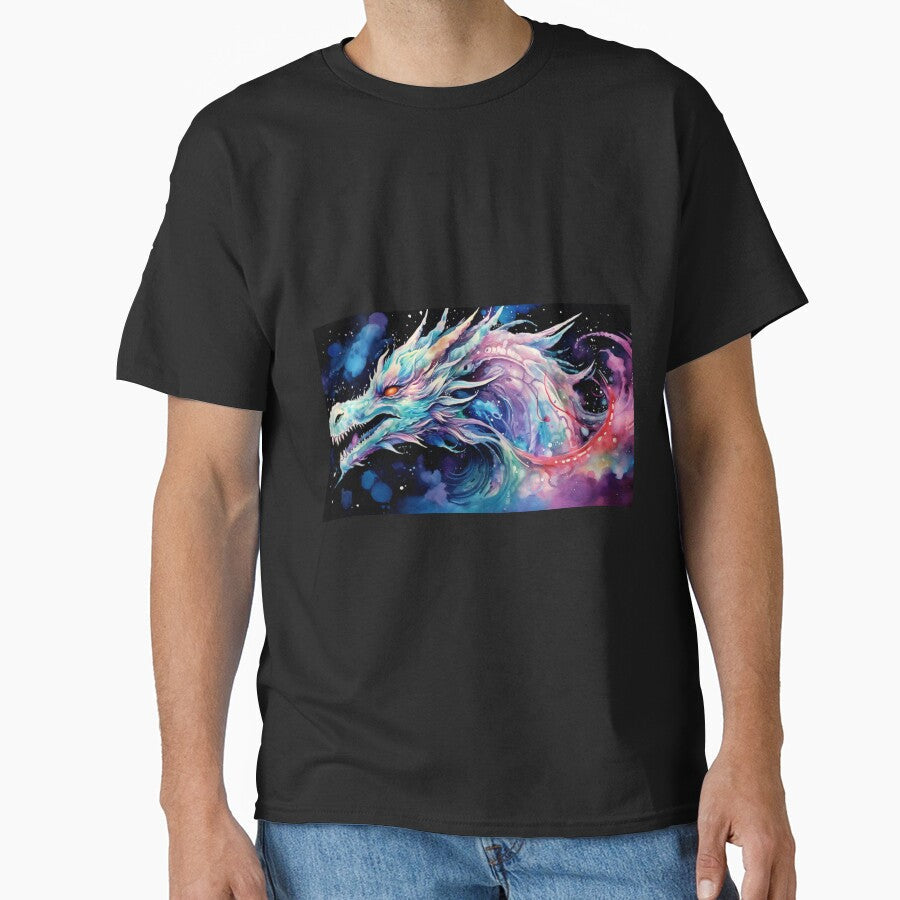 Dark Fantasy Watercolor Cosmic Dragon by Masterpiece - Adult & Kids T-Shirts, Sweatshirts & Hoodies apparel design preview 1