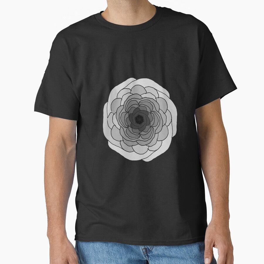 Grey Flower in Black by KExpressions - Adult & Kids T-Shirts, Sweatshirts & Hoodies apparel design preview 1