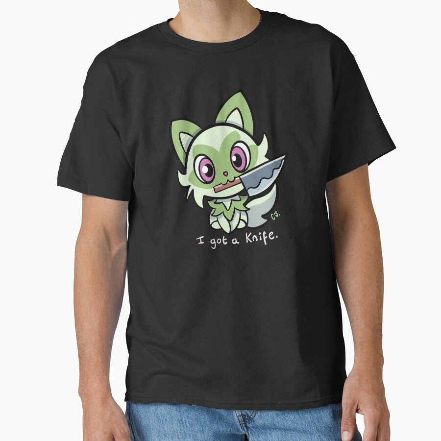 Sprigatito "I got a Knife" by CJsSadHammock - Adult & Kids T-Shirts, Sweatshirts & Hoodies apparel design preview 1
