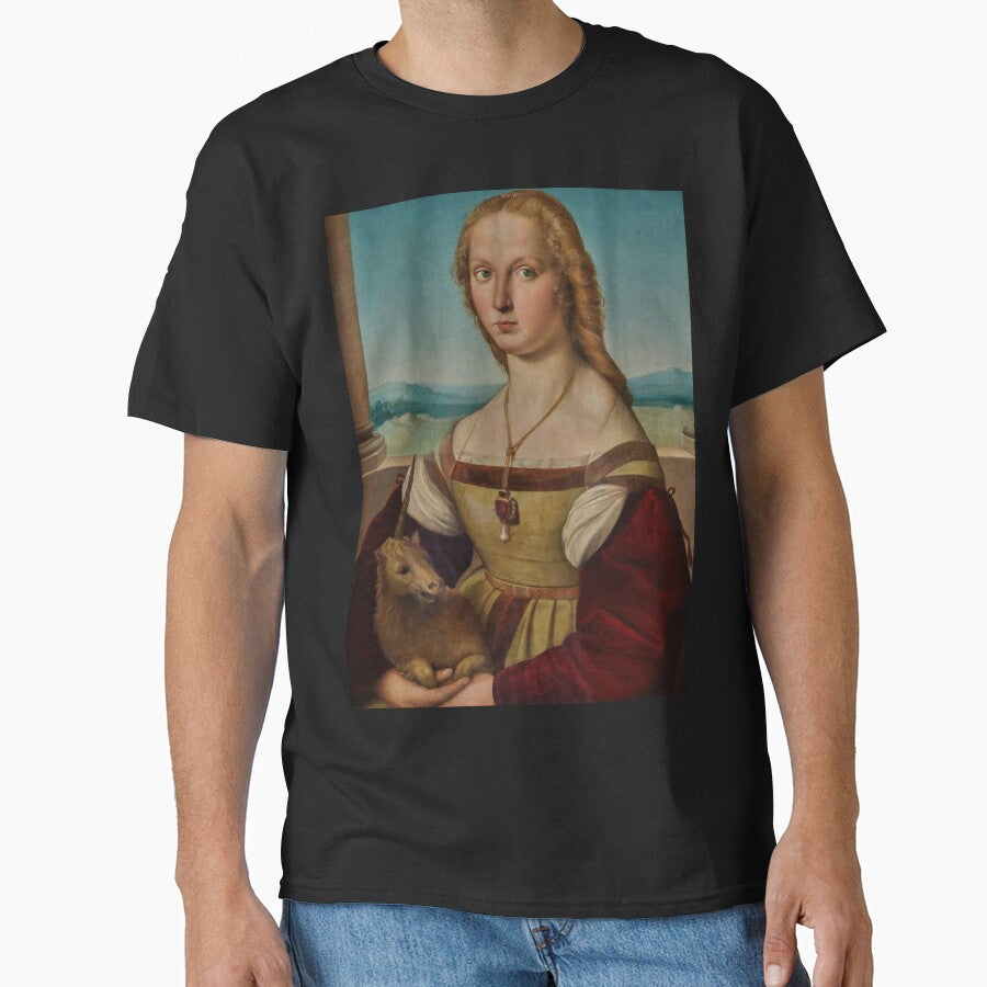 Portrait of a Lady with Unicorn by RickE - Adult & Kids T-Shirts, Sweatshirts & Hoodies apparel design preview 1