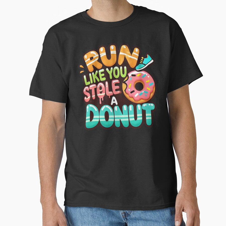 Run Like You Stole a Donut Funny Fitness Humorous - Adult & Kids T-Shirts, Sweatshirts & Hoodies apparel design preview 1
