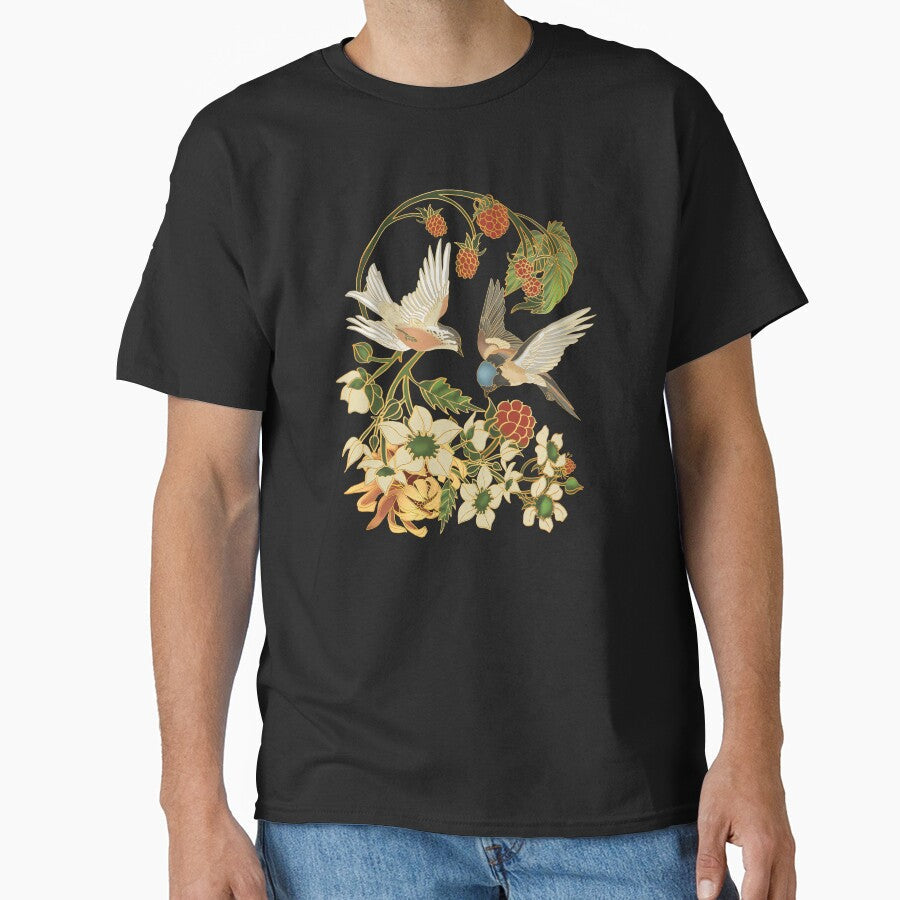 Swallows and Raspberries by The Willow Of Rain City - Adult & Kids T-Shirts, Sweatshirts & Hoodies apparel design preview 1