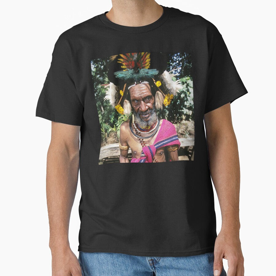 Papua New Guinea Villager With Spectacular Headdress - Adult & Kids T-Shirts, Sweatshirts & Hoodies apparel design preview 1