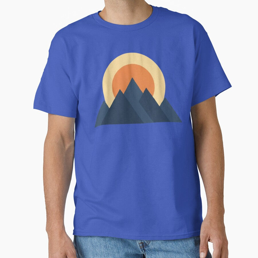 Geometric Sunrise Mountains Minimalist Landscape - Adult & Kids T-Shirts, Sweatshirts & Hoodies apparel design preview 1