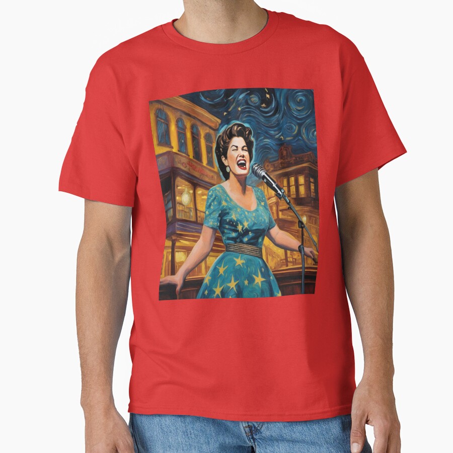 "Vintage Visions: Patsy Cline's Serenade Under Neon - Adult & Kids T-Shirts, Sweatshirts & Hoodies apparel design preview 1