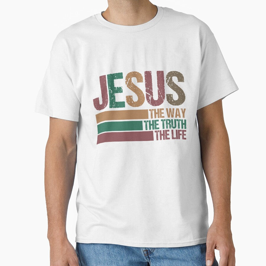 Jesus The Way Truth Life Retro Christian Faith Quote - Adult & Kids T-Shirts, Sweatshirts & Hoodies apparel design preview 1