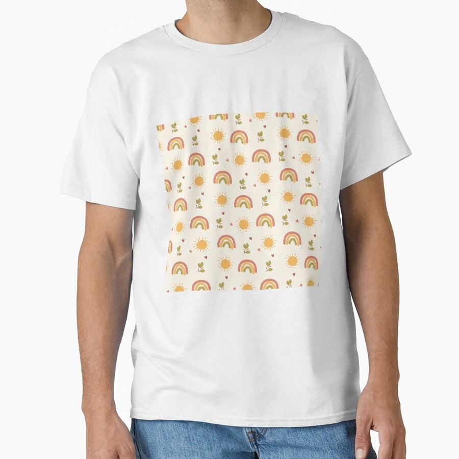 Cute Boho Rainbow Pattern with Little Heart and sun - Adult & Kids T-Shirts, Sweatshirts & Hoodies apparel design preview 1