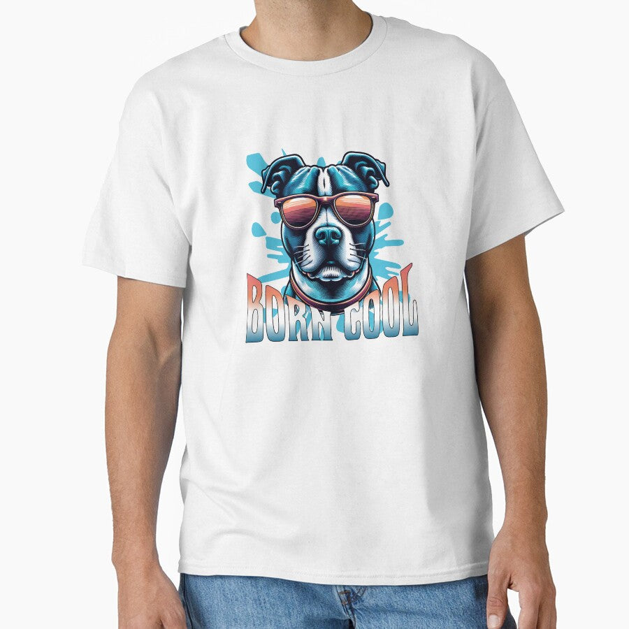 Born Cool Pitbull by Paw Print - Adult & Kids T-Shirts, Sweatshirts & Hoodies apparel design preview 1