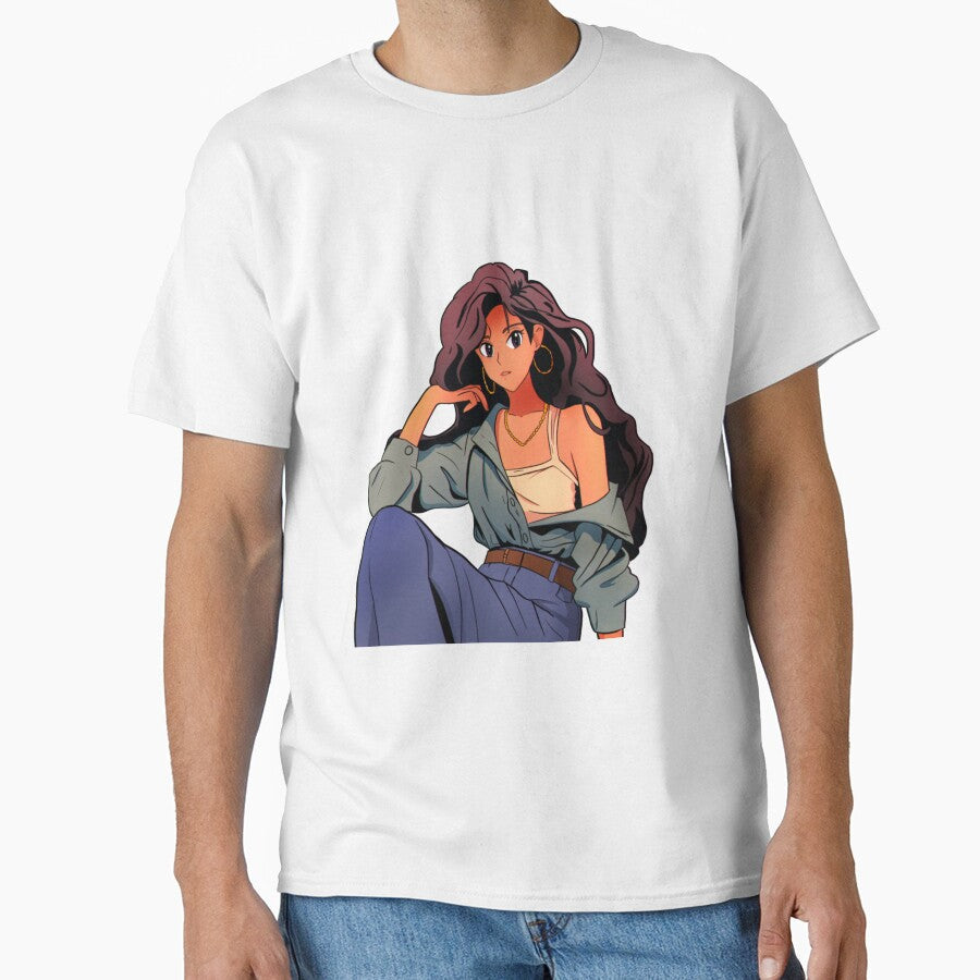 Vintage 90s Anime Girl by Charcoalart - Adult & Kids T-Shirts, Sweatshirts & Hoodies apparel design preview 1