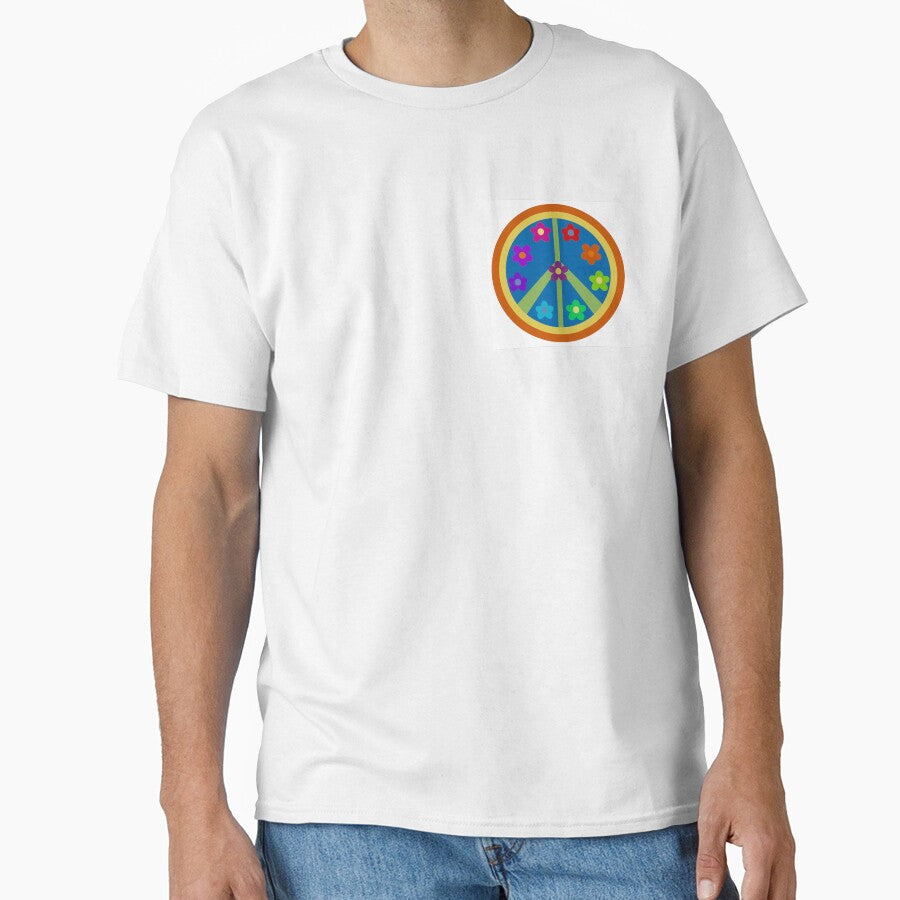 Retro rainbow peace sign and flowers by radgoodies - Adult & Kids T-Shirts, Sweatshirts & Hoodies apparel design preview 1