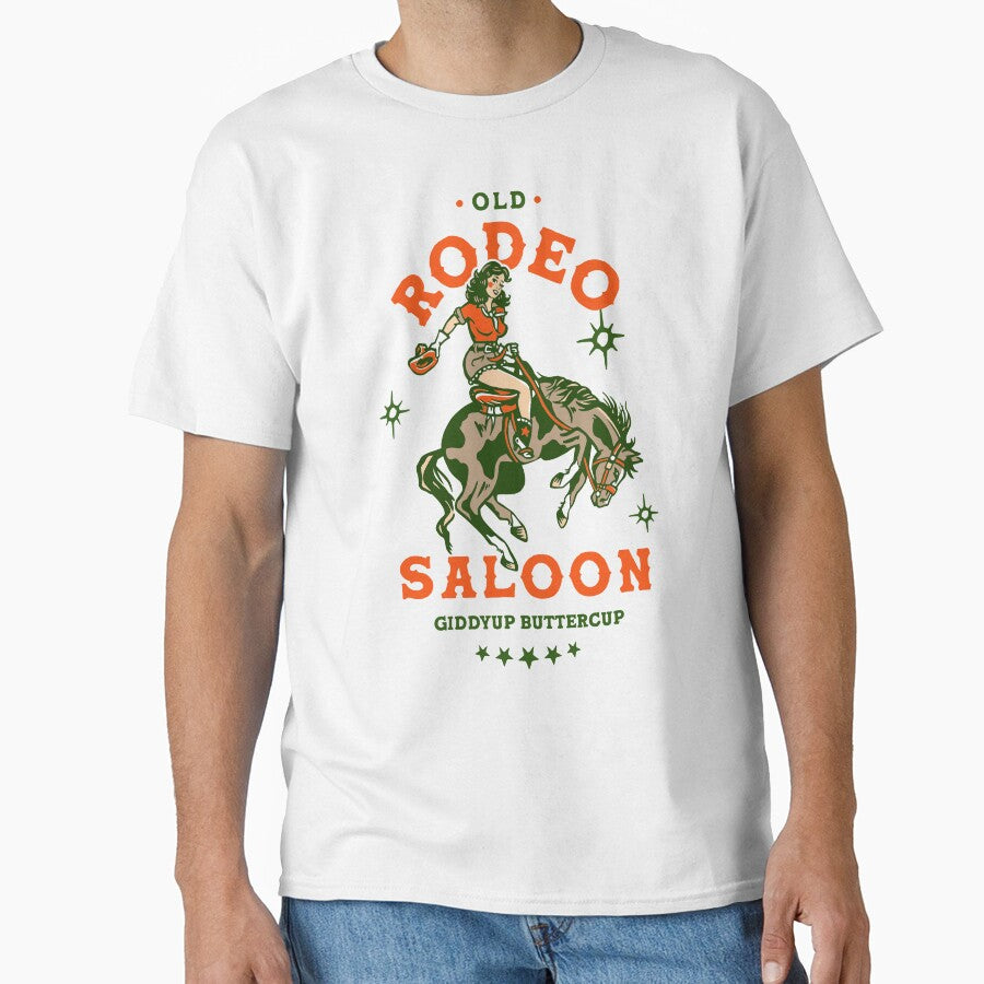 Old Rodeo Saloon: Giddyup Buttercup. Vintage Cowgirl - Adult & Kids T-Shirts, Sweatshirts & Hoodies apparel design preview 1