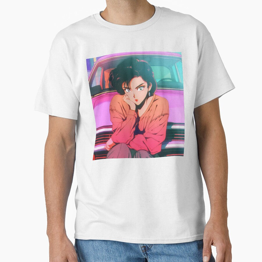 80s Anime Retro Girl Car Japanese Aesthetic Classic - Adult & Kids T-Shirts, Sweatshirts & Hoodies apparel design preview 1