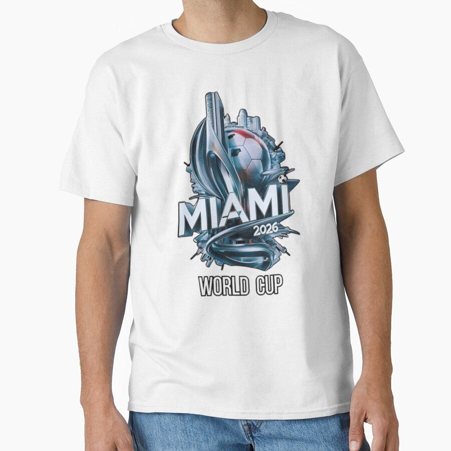 Miami World Cup 2026 Futuristic Soccer Art by Bulk - Adult & Kids T-Shirts, Sweatshirts & Hoodies apparel design preview 1