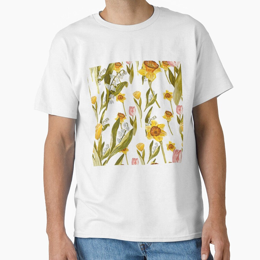 Daffodil tulip snowdrop Easter an ornate pattern by - Adult & Kids T-Shirts, Sweatshirts & Hoodies apparel design preview 1