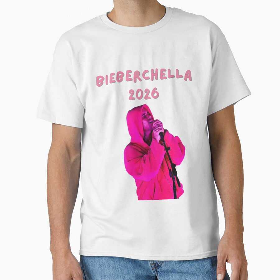 Bieberchella 2026 hot pink by wanderIust - Adult & Kids T-Shirts, Sweatshirts & Hoodies apparel design preview 1