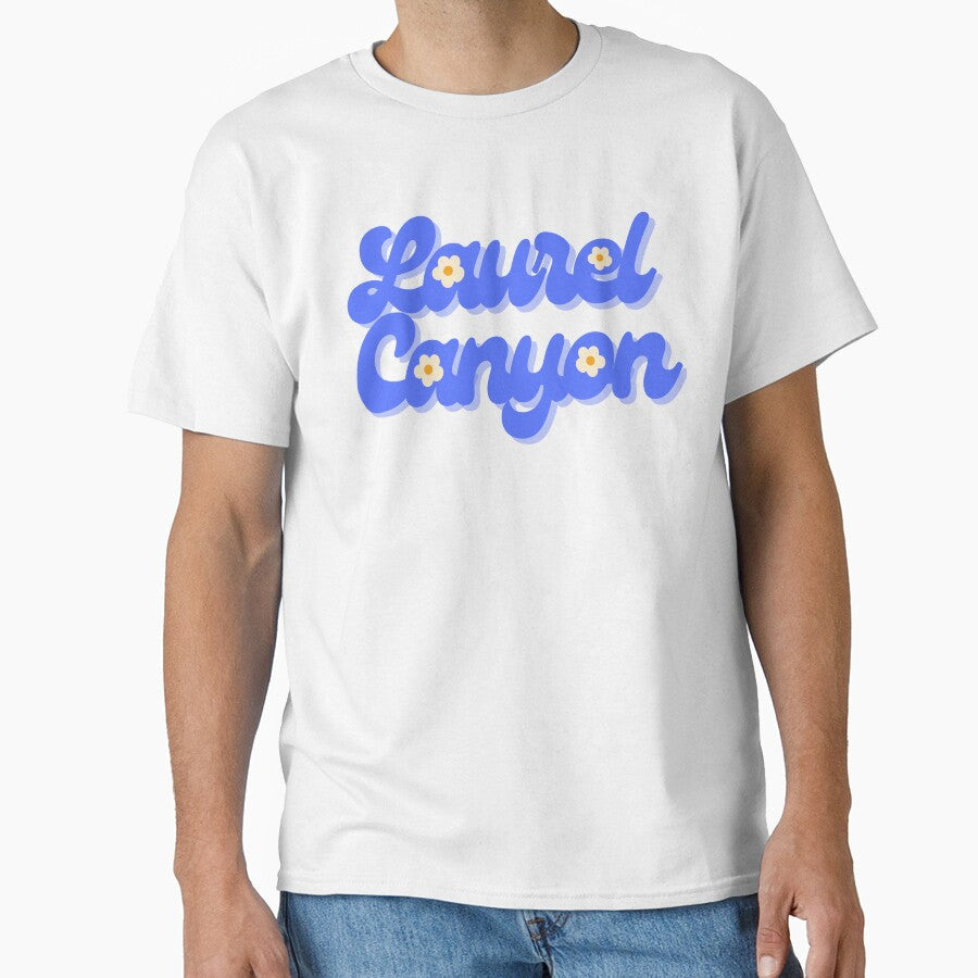 Groovy Blue Laurel Canyon Typography Design Daisy - Adult & Kids T-Shirts, Sweatshirts & Hoodies apparel design preview 1