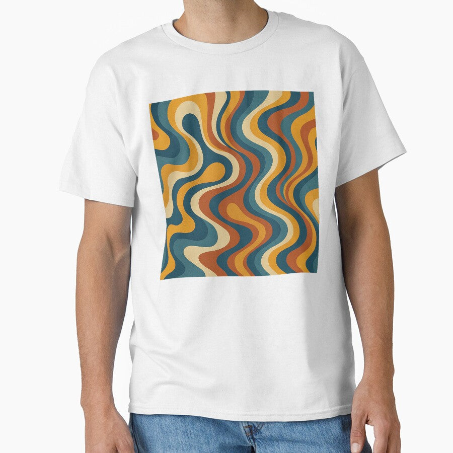 Retro Wavy 70s Pattern in Earth Tones by - Adult & Kids T-Shirts, Sweatshirts & Hoodies apparel design preview 1