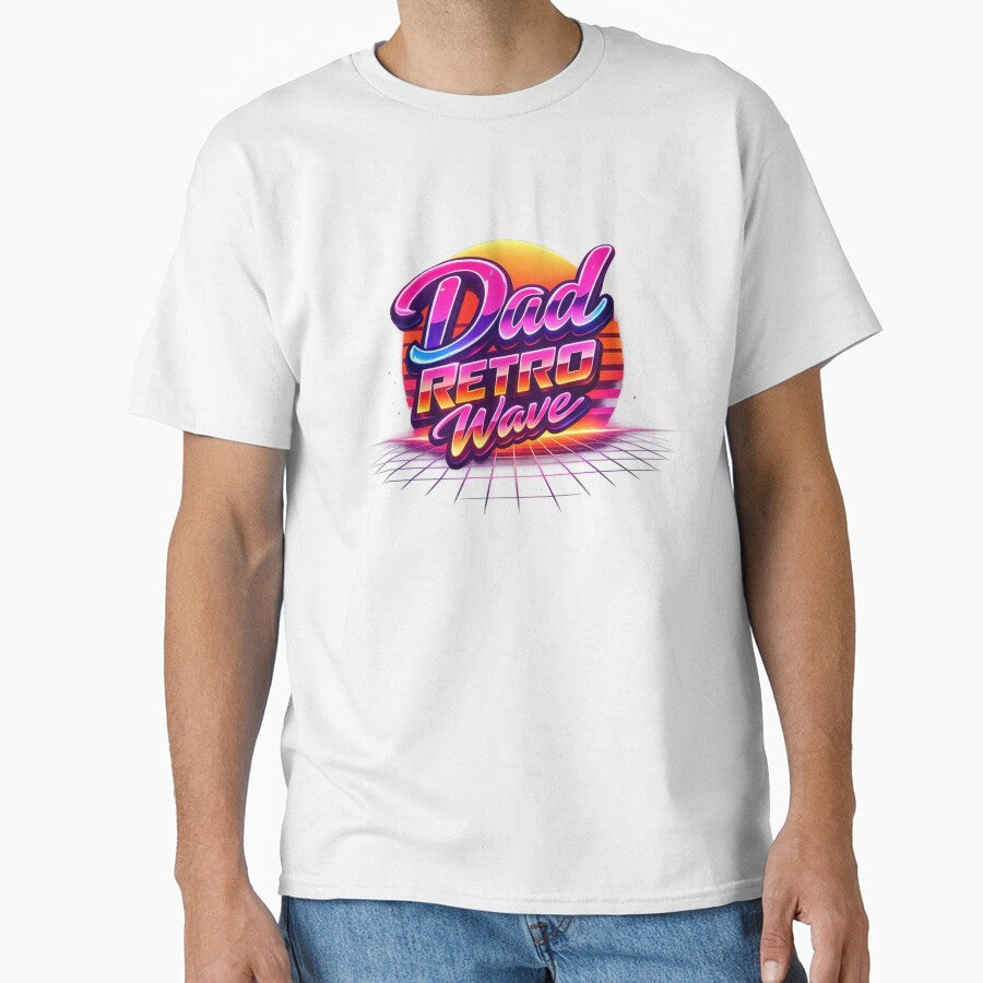 Dad Retro Wave Neon Synthwave Typography Design by - Adult & Kids T-Shirts, Sweatshirts & Hoodies apparel design preview 1
