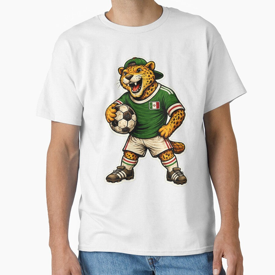 Mexico Jaguar Soccer Sticker Vintage Football Mascot - Adult & Kids T-Shirts, Sweatshirts & Hoodies apparel design preview 1