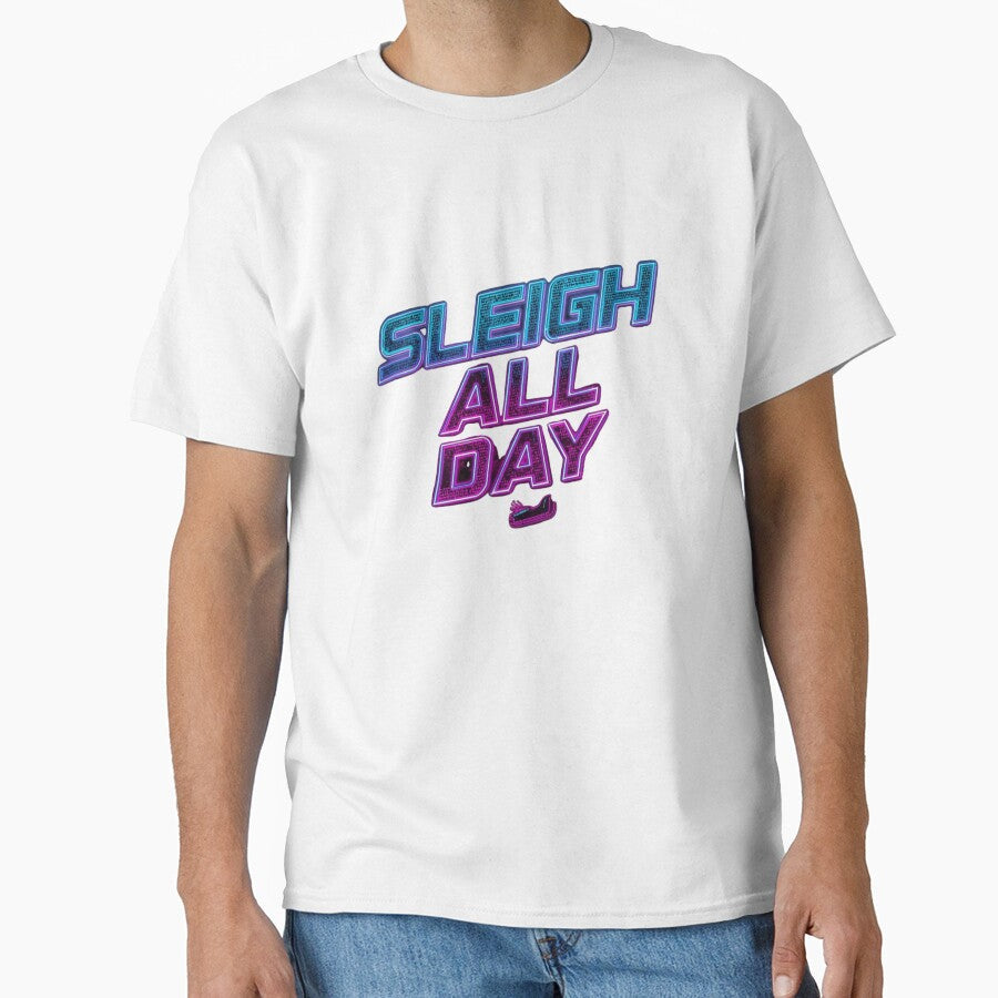 Sleigh All Day Neon Holiday Typography by - Adult & Kids T-Shirts, Sweatshirts & Hoodies apparel design preview 1