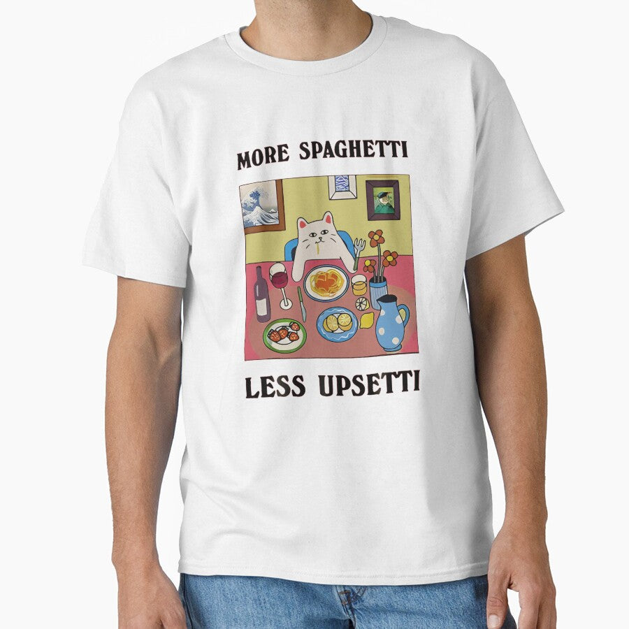 More Spaghetti Less Upsetti Funny Cute Cat Saying - Adult & Kids T-Shirts, Sweatshirts & Hoodies apparel design preview 1