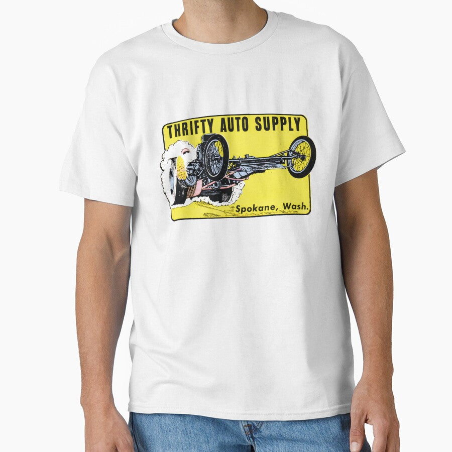 Vintage Thrifty Auto Supply hemi rail dragster by - Adult & Kids T-Shirts, Sweatshirts & Hoodies apparel design preview 1