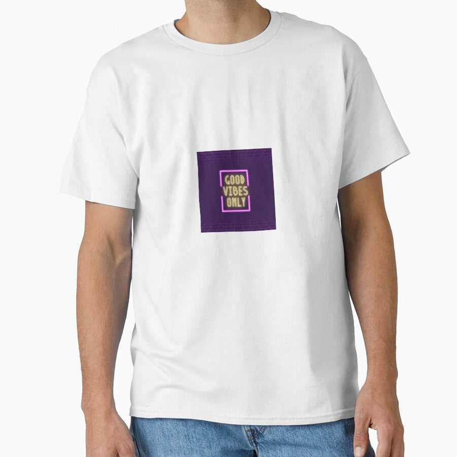 Good Vibes Only Neon Sign Retro Aesthetic Design by - Adult & Kids T-Shirts, Sweatshirts & Hoodies apparel design preview 1