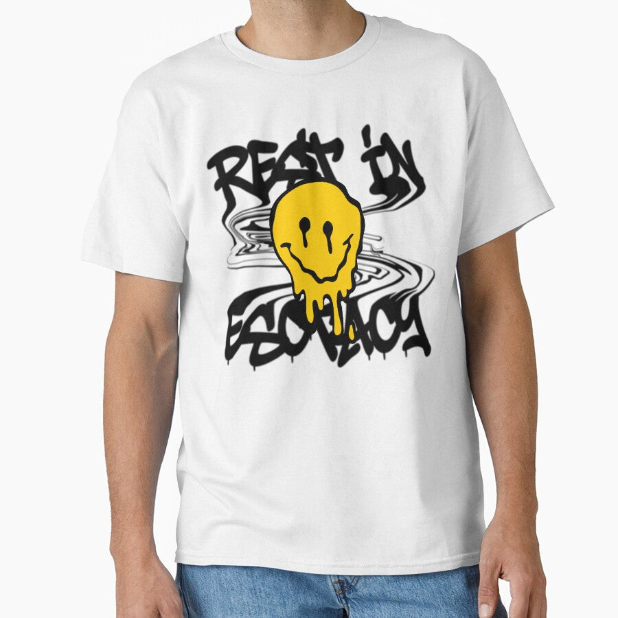 Rest In Ecstasy Melting Smiley Graphic by Never - Adult & Kids T-Shirts, Sweatshirts & Hoodies apparel design preview 1
