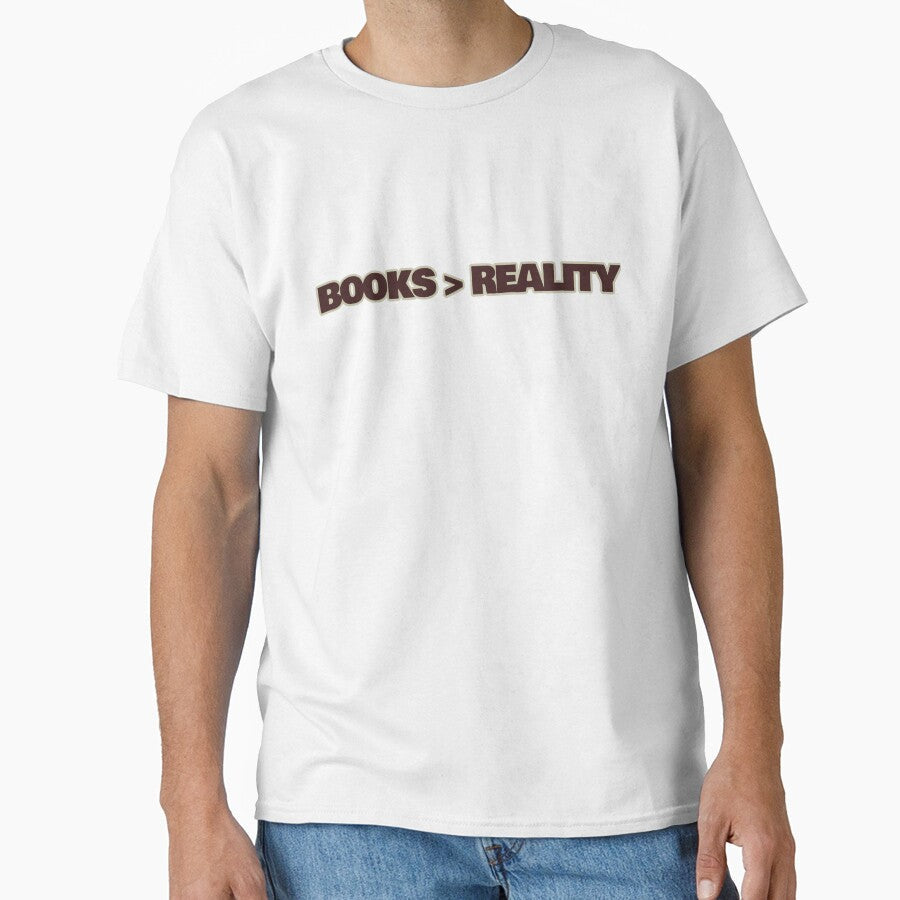 Books Over Reality Minimalist Book Lover Quote by - Adult & Kids T-Shirts, Sweatshirts & Hoodies apparel design preview 1