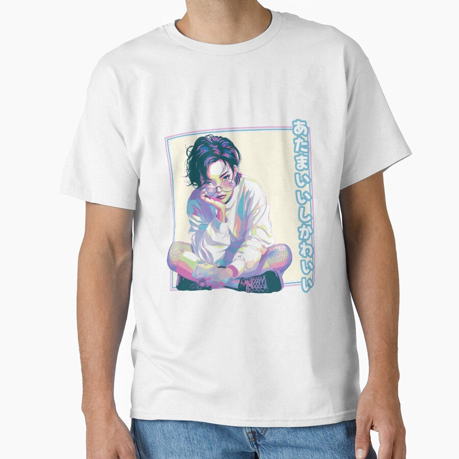 Anime Girl Smart and Cute Vaporwave by Kings-Graphics - Adult & Kids T-Shirts, Sweatshirts & Hoodies apparel design preview 1