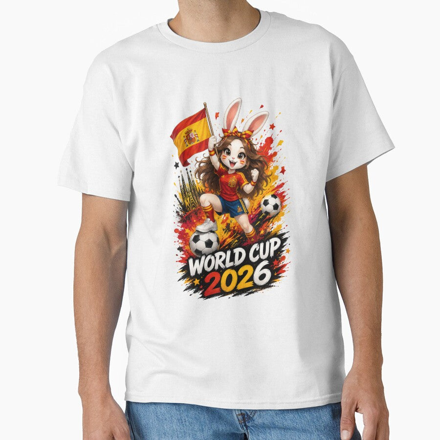 Cute Spain Bunny World Cup 2026 by AnyMar2023 - Adult & Kids T-Shirts, Sweatshirts & Hoodies apparel design preview 1