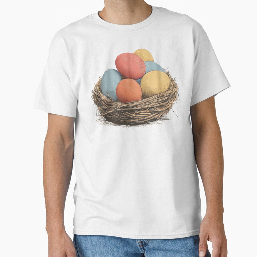 Vintage Easter Eggs in Rustic Nest by urbinet - Adult & Kids T-Shirts, Sweatshirts & Hoodies apparel design preview 1