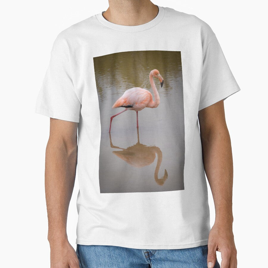 Pink Flamingo Reflection Wildlife Photography - Adult & Kids T-Shirts, Sweatshirts & Hoodies apparel design preview 1