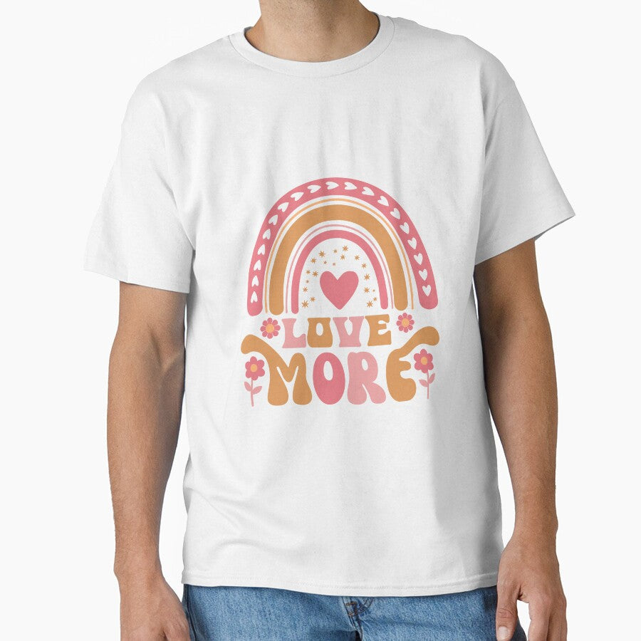 Love More Rainbow Retro Groovy Colorful Block Letter - Adult & Kids T-Shirts, Sweatshirts & Hoodies apparel design preview 1