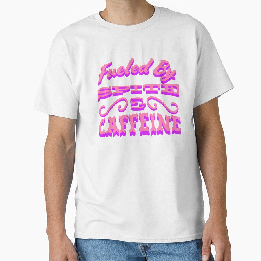 Fueled By Spite and Caffeine Neon Pink Typography - Adult & Kids T-Shirts, Sweatshirts & Hoodies apparel design preview 1