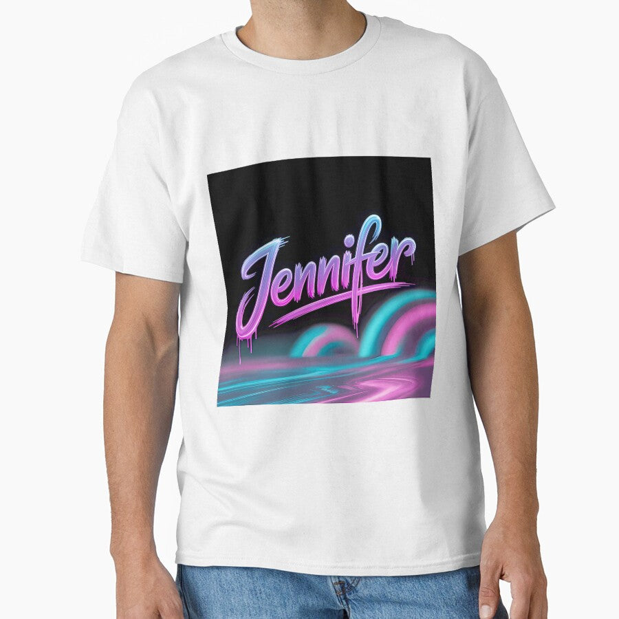 Neon Drip Jennifer Retro Synthwave Name Design by - Adult & Kids T-Shirts, Sweatshirts & Hoodies apparel design preview 1