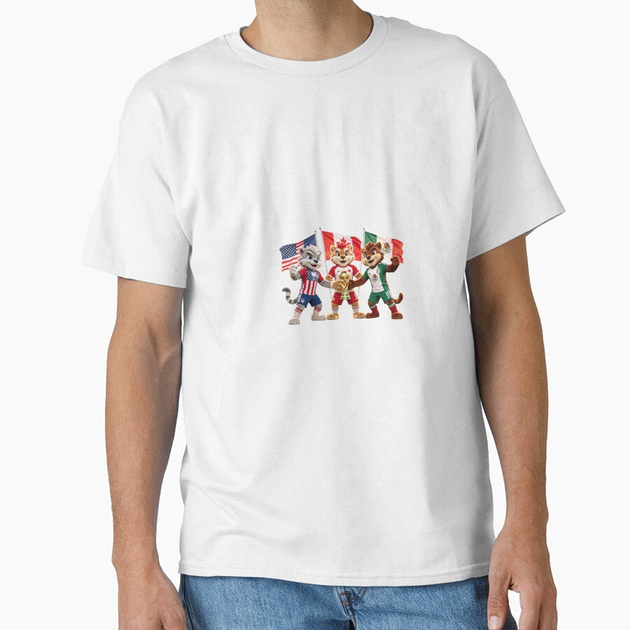 World Cup 2026 Host Nations Mascots USA Canada Mexico - Adult & Kids T-Shirts, Sweatshirts & Hoodies apparel design preview 1
