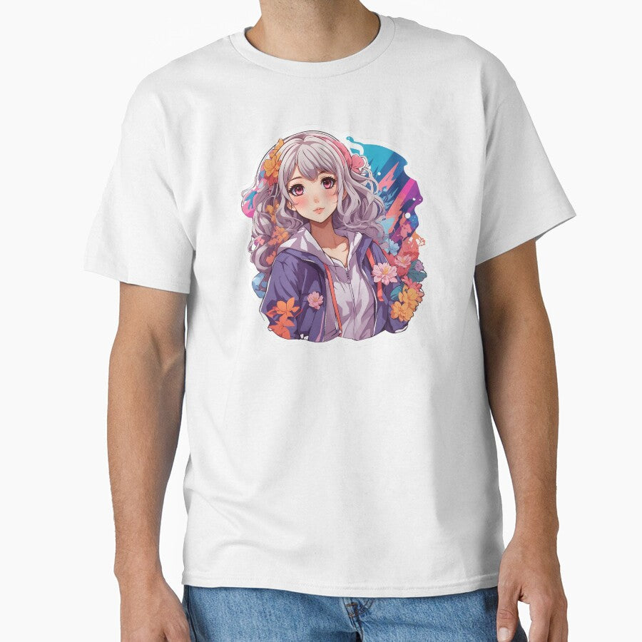 Anime in aesthetic flowers by Hyperdrivee - Adult & Kids T-Shirts, Sweatshirts & Hoodies apparel design preview 1