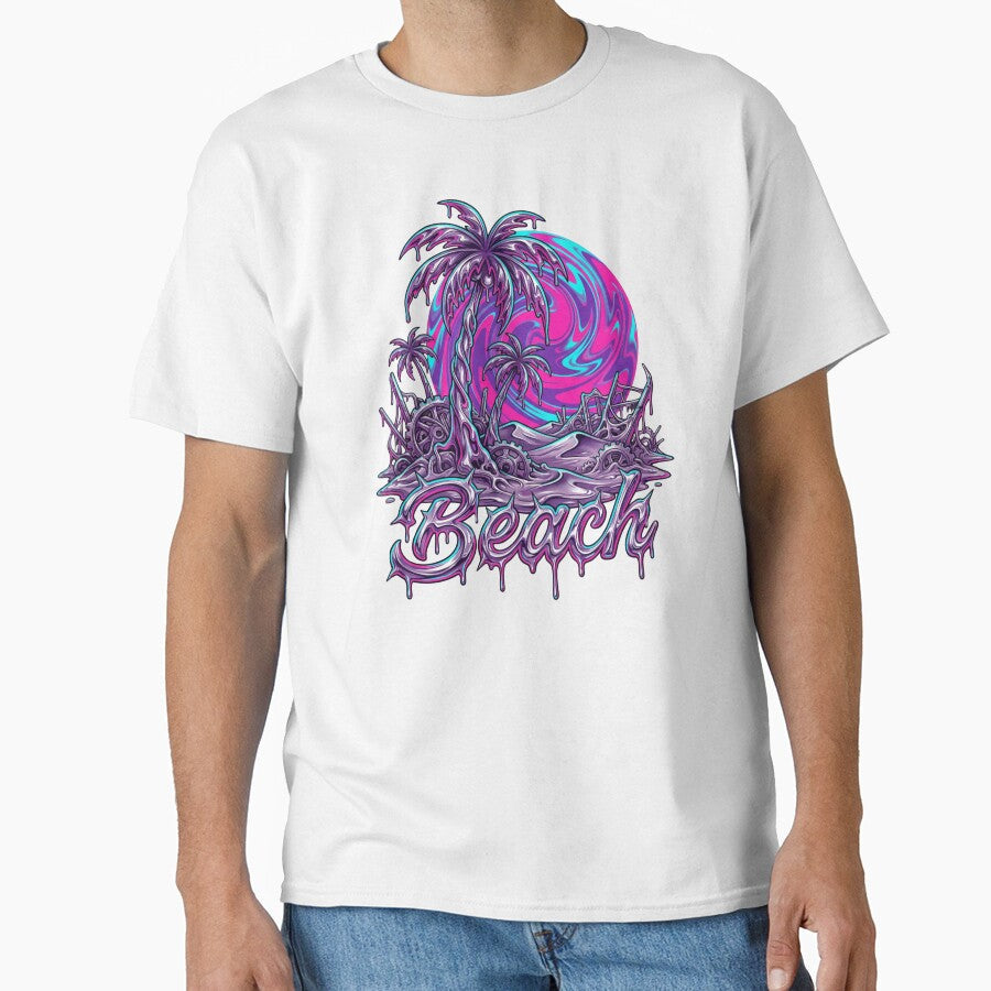 Melting Palm Tree Liquid Cyber Beach 2026 by MarCinu - Adult & Kids T-Shirts, Sweatshirts & Hoodies apparel design preview 1