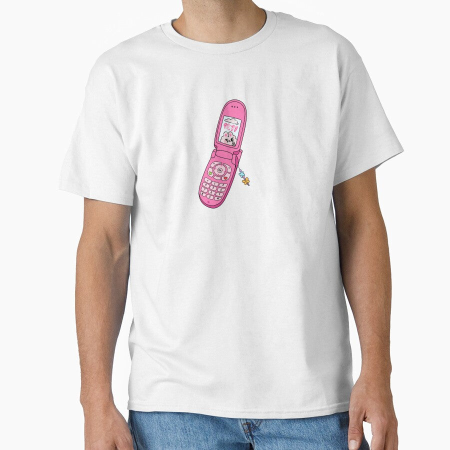 Pink Y2K Flip Phone Clipart Retro Kawaii Cell Design - Adult & Kids T-Shirts, Sweatshirts & Hoodies apparel design preview 1