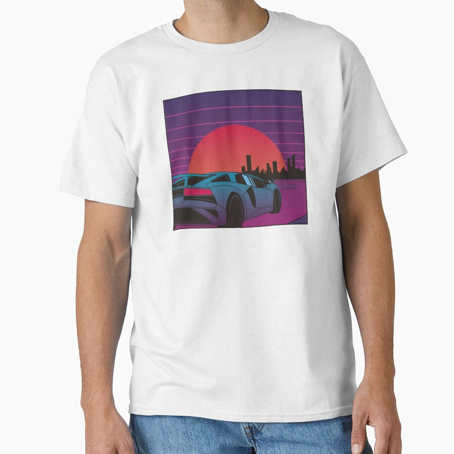 Vaporwave Aesthetic Sunset City Car by Amazing - Adult & Kids T-Shirts, Sweatshirts & Hoodies apparel design preview 1