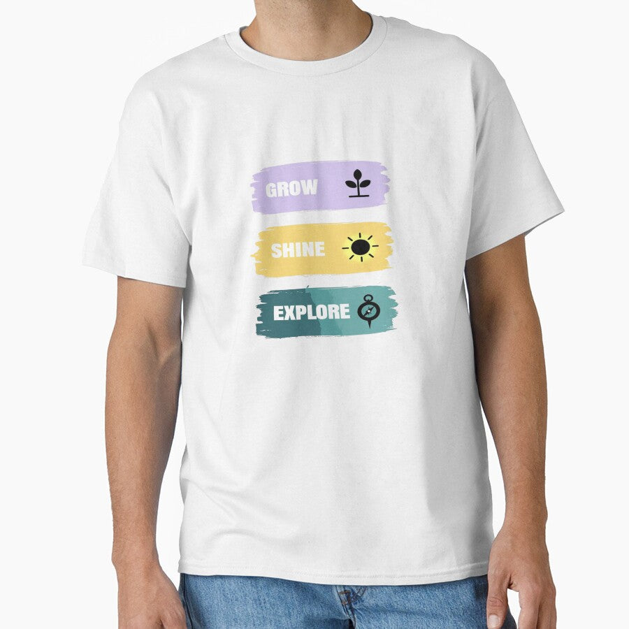 Grow, Shine, Explore by GoxyVision - Adult & Kids T-Shirts, Sweatshirts & Hoodies apparel design preview 1