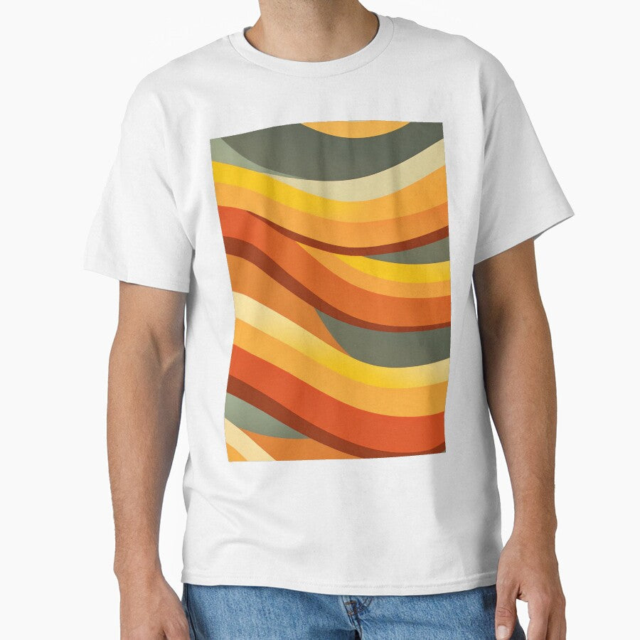 Retro Earthy Wavy Stripe Pattern by SassyArtistry - Adult & Kids T-Shirts, Sweatshirts & Hoodies apparel design preview 1