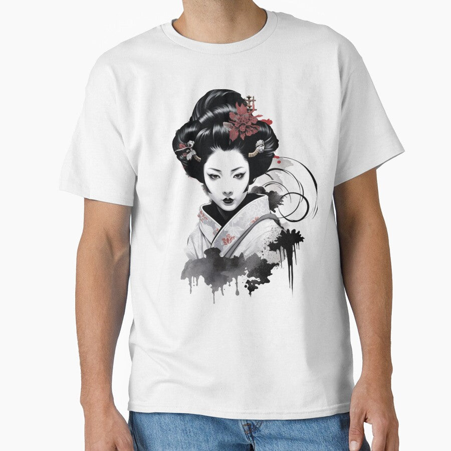 Mystic Elegance: Portrait of a Geisha_4 by - Adult & Kids T-Shirts, Sweatshirts & Hoodies apparel design preview 1