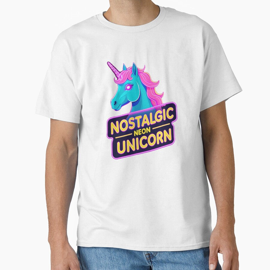 Nostalgic Neon Unicorn: Retro-Futuristic Glow by - Adult & Kids T-Shirts, Sweatshirts & Hoodies apparel design preview 1